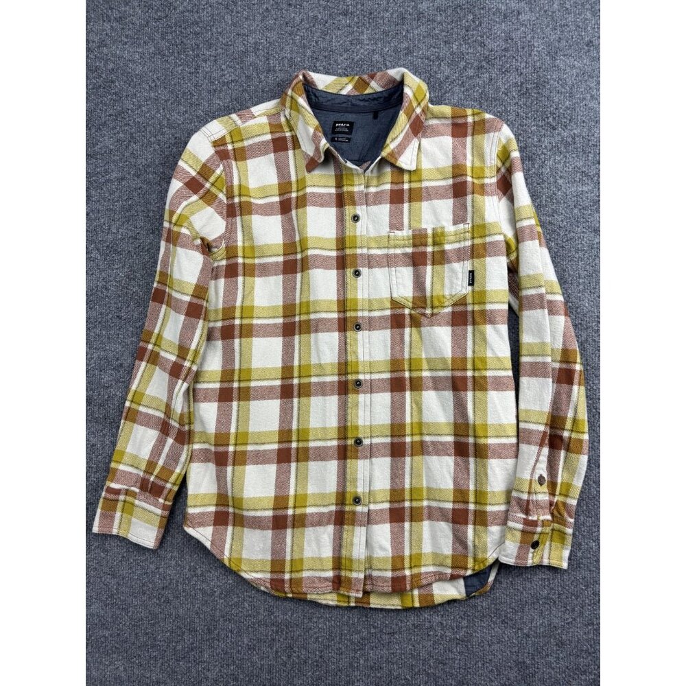 PrAna Golden Canyon Flannel Shirt Womens Small Multicolor Plaid Long Sleeve